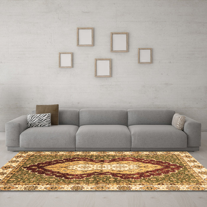 Machine Washable Abstract Brown Modern Rug in a Living Room,, wshabs3355brn
