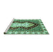 Sideview of Machine Washable Abstract Turquoise Modern Area Rugs, wshabs3355turq