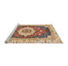 Sideview of Machine Washable Abstract Brown Red Rug, wshabs3356