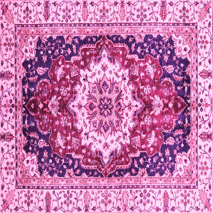 Square Machine Washable Abstract Pink Modern Rug, wshabs3356pnk