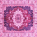 Square Machine Washable Abstract Pink Modern Rug, wshabs3356pnk