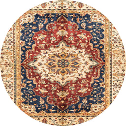 Round Machine Washable Abstract Brown Red Rug, wshabs3356