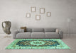 Machine Washable Abstract Turquoise Modern Area Rugs in a Living Room,, wshabs3356turq