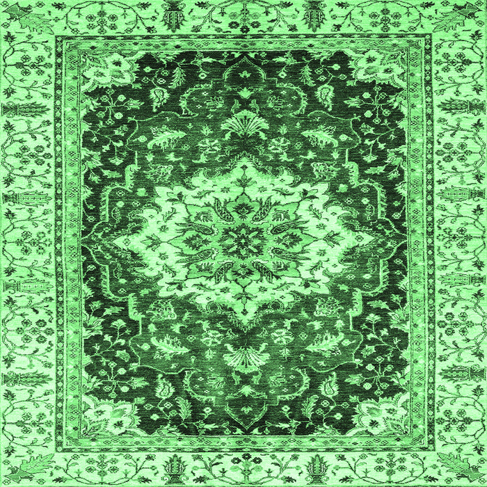 Square Abstract Emerald Green Modern Rug, abs3356emgrn