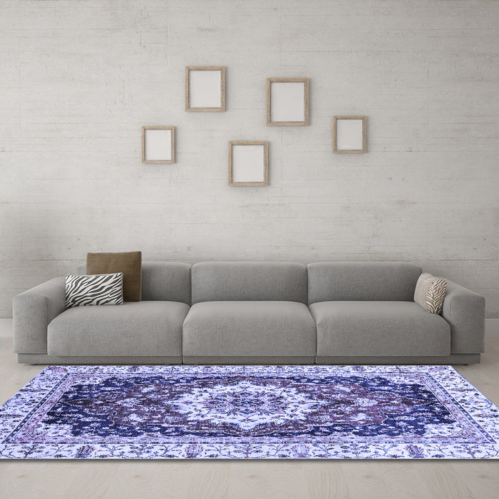 Machine Washable Abstract Blue Modern Rug in a Living Room, wshabs3356blu
