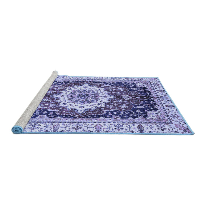Sideview of Machine Washable Abstract Blue Modern Rug, wshabs3356blu