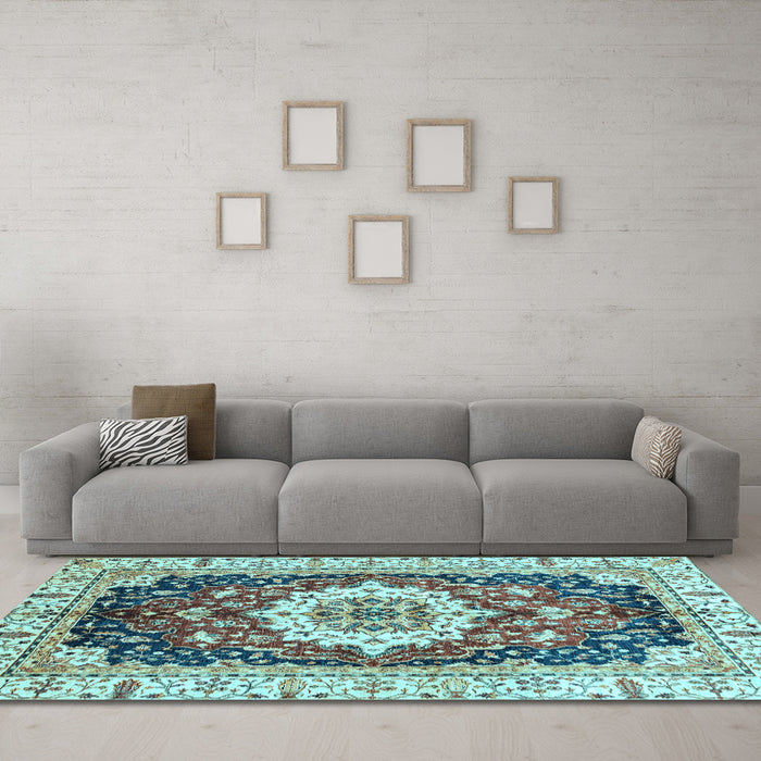Machine Washable Abstract Light Blue Modern Rug in a Living Room, wshabs3356lblu