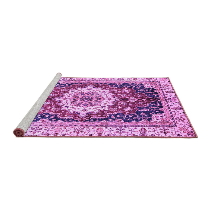 Sideview of Machine Washable Abstract Purple Modern Area Rugs, wshabs3356pur