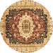 Round Machine Washable Abstract Brown Modern Rug, wshabs3356brn