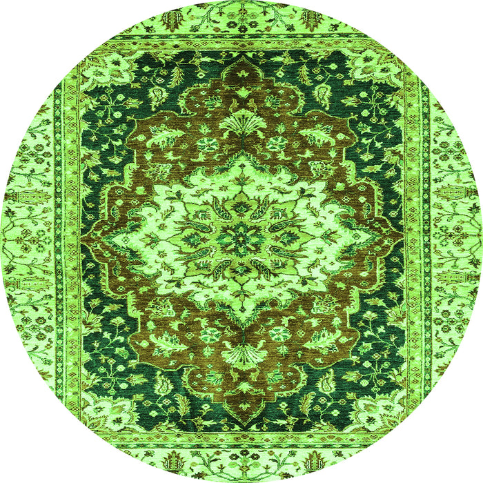 Round Abstract Green Modern Rug, abs3356grn