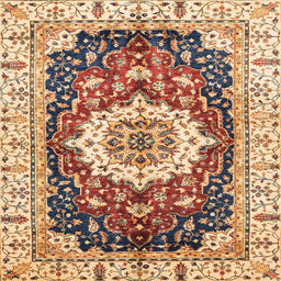 Square Machine Washable Abstract Brown Red Rug, wshabs3356