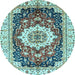 Round Machine Washable Abstract Light Blue Modern Rug, wshabs3356lblu