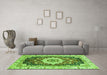 Machine Washable Abstract Green Modern Area Rugs in a Living Room,, wshabs3356grn