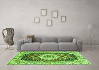 Machine Washable Abstract Green Modern Rug, wshabs3356grn