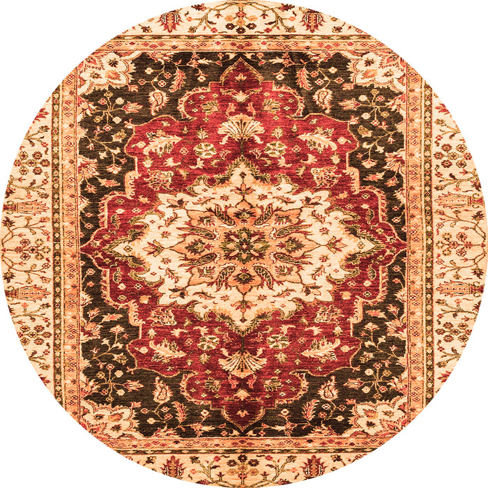 Round Abstract Orange Modern Rug, abs3356org