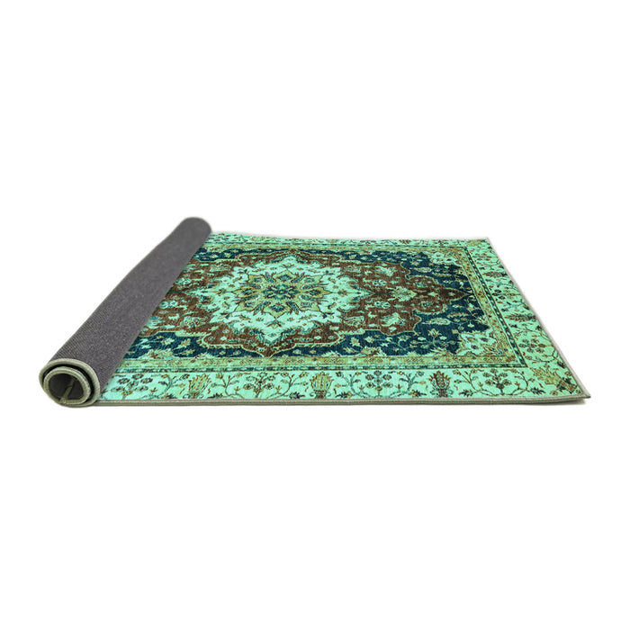 Sideview of Abstract Turquoise Modern Rug, abs3356turq