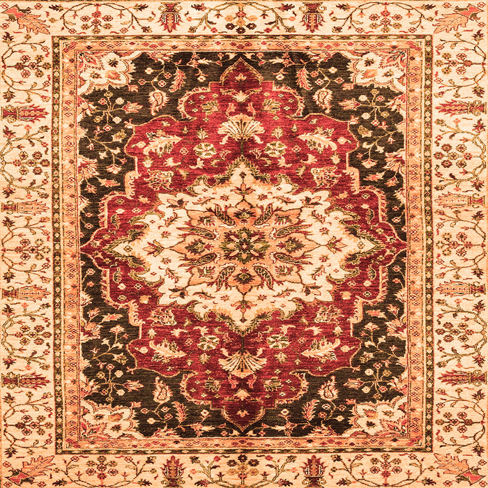 Square Abstract Orange Modern Rug, abs3356org