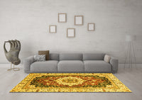 Machine Washable Abstract Yellow Modern Rug, wshabs3356yw