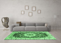 Machine Washable Abstract Emerald Green Modern Rug, wshabs3356emgrn