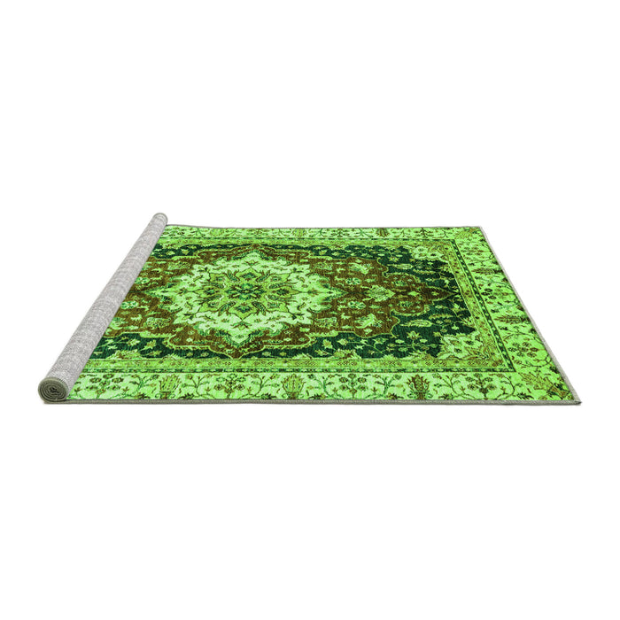Sideview of Machine Washable Abstract Green Modern Area Rugs, wshabs3356grn