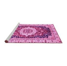 Sideview of Machine Washable Abstract Pink Modern Rug, wshabs3356pnk