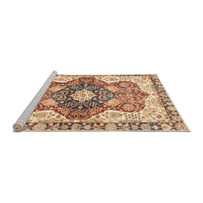 Sideview of Machine Washable Abstract Chestnut Red Rug, wshabs3357