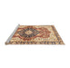 Sideview of Machine Washable Abstract Chestnut Red Rug, wshabs3357