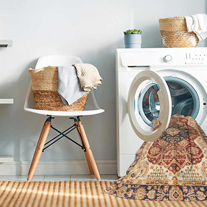 Machine Washable Abstract Chestnut Red Rug in a Washing Machine, wshabs3357