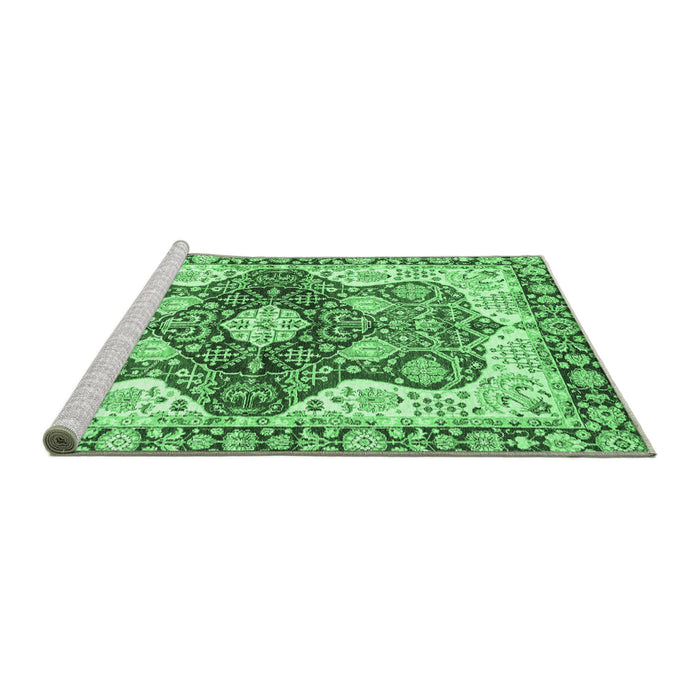 Sideview of Machine Washable Abstract Emerald Green Modern Area Rugs, wshabs3357emgrn