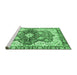 Sideview of Machine Washable Abstract Emerald Green Modern Area Rugs, wshabs3357emgrn