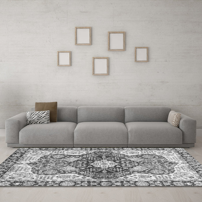 Machine Washable Abstract Gray Modern Rug in a Living Room,, wshabs3357gry