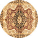 Round Machine Washable Abstract Brown Modern Rug, wshabs3357brn