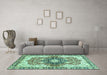 Machine Washable Abstract Turquoise Modern Area Rugs in a Living Room,, wshabs3357turq