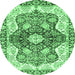 Round Abstract Emerald Green Modern Rug, abs3357emgrn