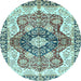 Round Abstract Light Blue Modern Rug, abs3357lblu