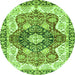 Round Abstract Green Modern Rug, abs3357grn