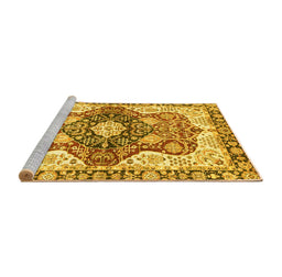Sideview of Machine Washable Abstract Yellow Modern Rug, wshabs3357yw