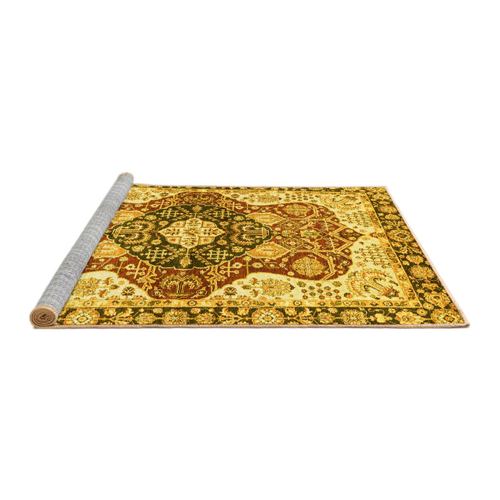 Sideview of Machine Washable Abstract Yellow Modern Rug, wshabs3357yw