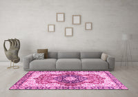 Machine Washable Abstract Pink Modern Rug, wshabs3357pnk