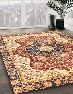 Abstract Chestnut Red Modern Rug in Family Room, abs3357