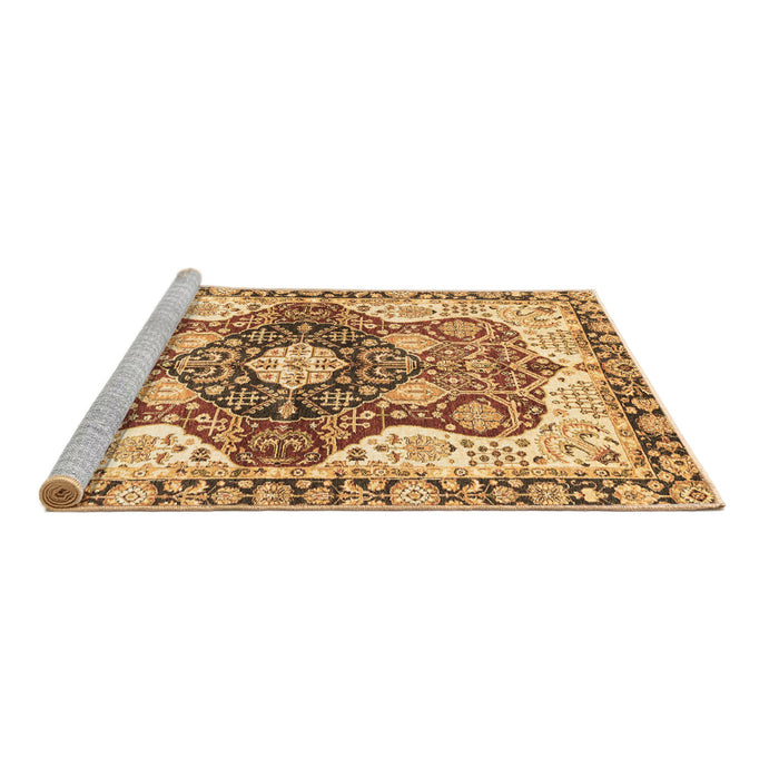 Sideview of Machine Washable Abstract Brown Modern Rug, wshabs3357brn