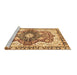 Sideview of Machine Washable Abstract Brown Modern Rug, wshabs3357brn