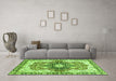 Machine Washable Abstract Green Modern Area Rugs in a Living Room,, wshabs3357grn