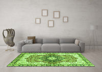 Machine Washable Abstract Green Modern Rug, wshabs3357grn