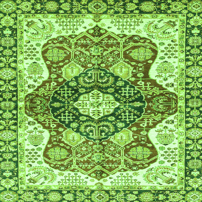 Square Machine Washable Abstract Green Modern Area Rugs, wshabs3357grn