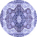 Round Abstract Blue Modern Rug, abs3357blu