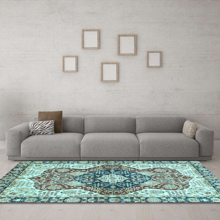 Machine Washable Abstract Light Blue Modern Rug in a Living Room, wshabs3357lblu