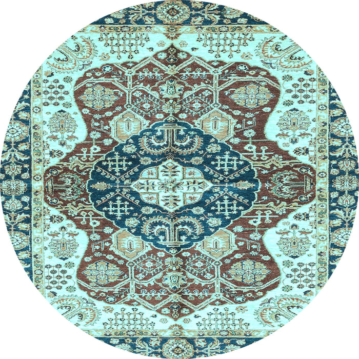 Round Machine Washable Abstract Light Blue Modern Rug, wshabs3357lblu