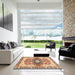 Square Abstract Chestnut Red Modern Rug in a Living Room, abs3357