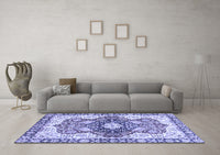 Machine Washable Abstract Blue Modern Rug, wshabs3357blu